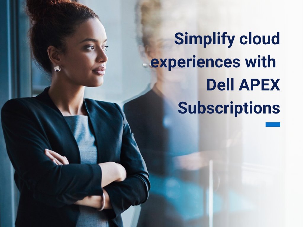 Get simplified cloud experiences with Dell APEX Subscriptions.  Enjoy more agility and control while paying only for what you use.
Learn more: dell.to/3MfkEcT #ITaaS #DellAPEX #iwork4dell #iwork4dell