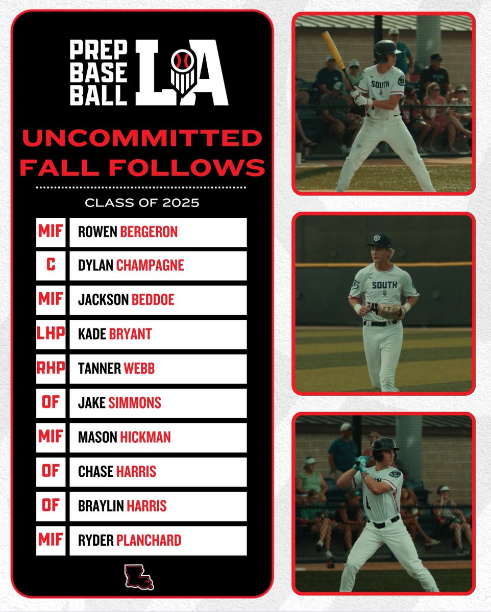 PrepBaseballLA's tweet photo. 📙 𝚄𝚗𝚌𝚘𝚖𝚖𝚒𝚝𝚝𝚎𝚍 𝙵𝚊𝚕𝚕 𝙵𝚘𝚕𝚕𝚘𝚠𝚜: 𝟸𝟶𝟸𝟻 𝙲𝚕𝚊𝚜𝚜

As we move into the fall season, we take a look at some of the top @PBR_Uncommitted prospects in the 2025 class.  Notes, video, &amp; more below 👇. #BeSeen

@AlexArmandPBR 

🖇️ https://t.co/Y1qoIjM7Sj https://t.co/MopaQ7EBzw