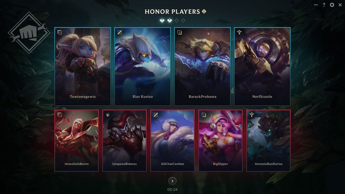 New end of game honor screen