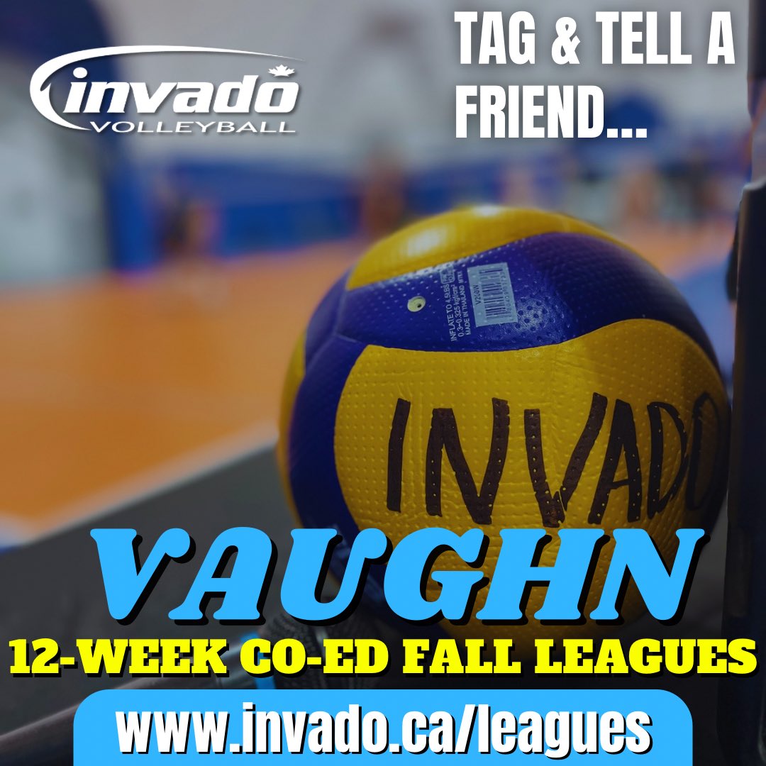 InvadoVB's tweet image. Don’t miss your chance to join our 12-WEEK CO-ED FALL SESSION!

For more info &amp;amp; to sign-up on your own, with a friend, or as a team, checkout invado.ca/leagues

#invadovb #invadoleagues #fallsession #fallvolleyball #indoorvolleyball #woodbridge #vaughn #ontariovolleyball