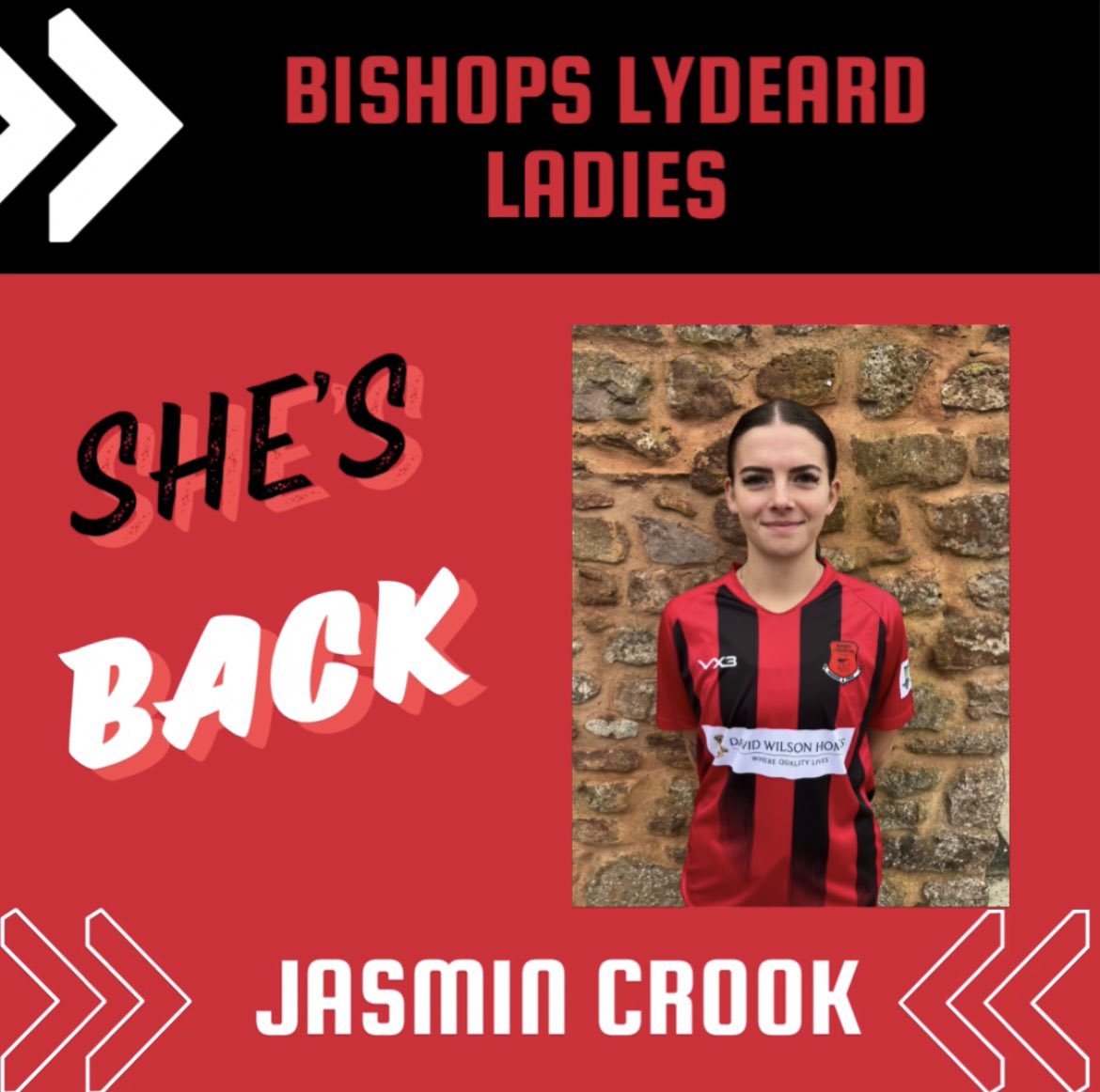 LydeardLadiesFC's tweet photo. ANNOUNCEMENT 🔴⚫️ 

We are delighted Jas is back from her travels 🗺️ she adds dimension, agility and energy in our midfield 💃🏻 

Huge welcome back 🤝❤️🖤 @crook_jasmin https://t.co/5vvSFrhHTq