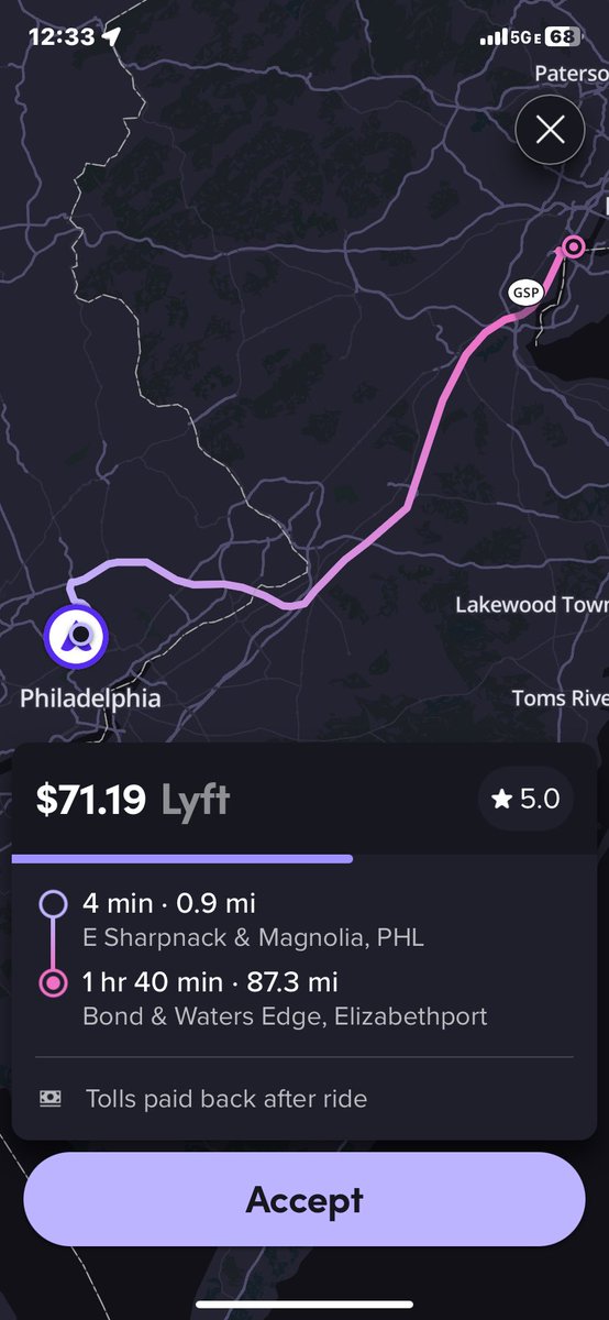 ronparlay's tweet image. $71 from Philly to North Jersey. What a disgrace! #shameonlyft #captheircut #rideshare #shameonuber