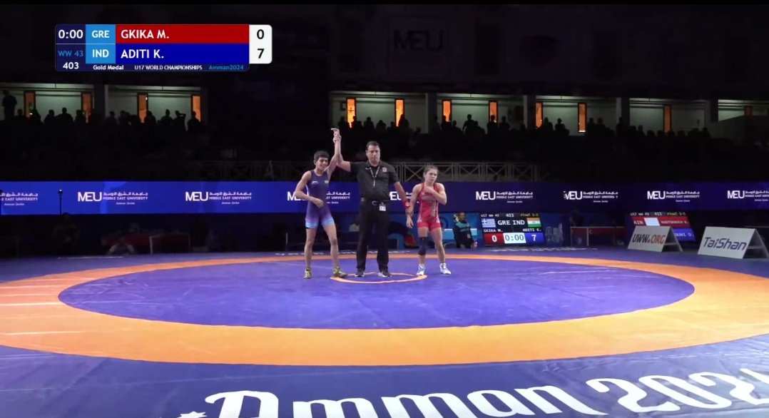 Aditi (WW 43 kg) is the U17 World Champion🥇. Well done! #Wrestling
