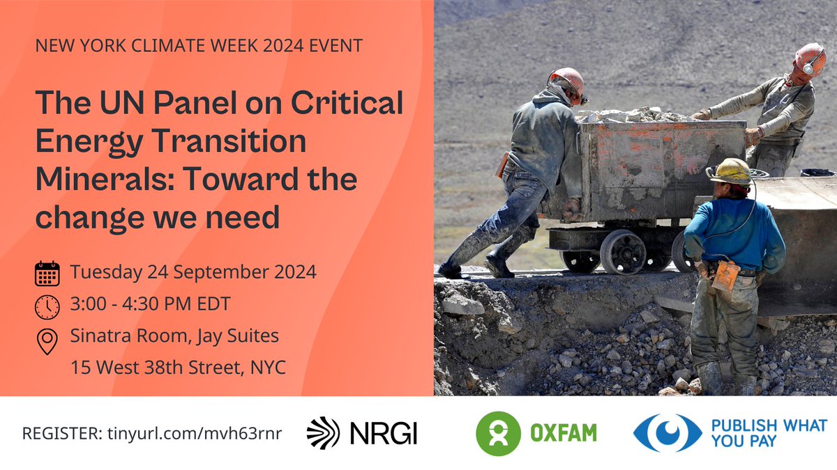 Hi friends, I hope those of you in NYC for Climate Week can join this discussion on the panel's outcomes and what comes next to ensure mining and mineral value chains contribute to a just energy transition. You can RSVP at tinyurl.com/mvh63rnr.