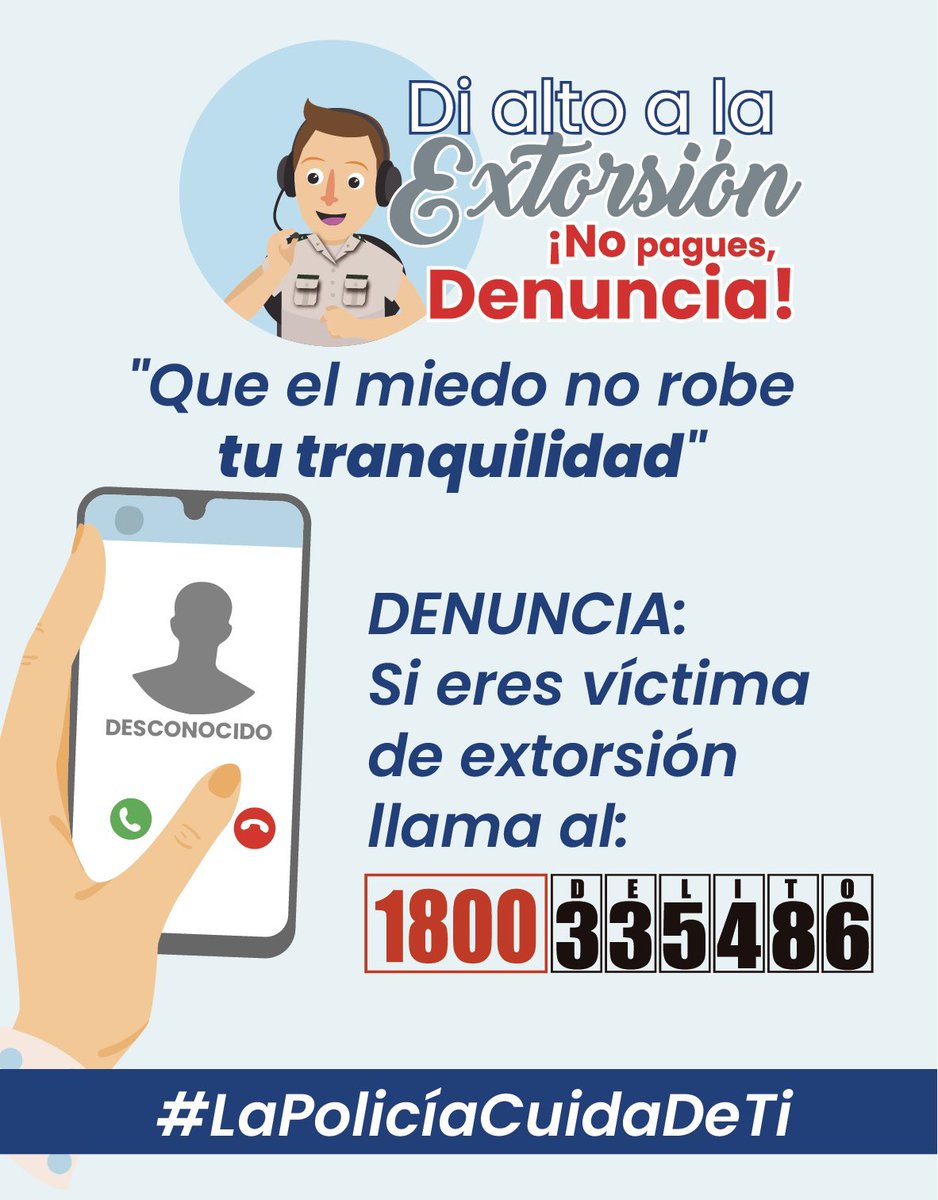 Protege tu seguridad y la de los tuyos. Si tienes conocimiento de algún caso de secuestro o extorsión, no dudes en reportarlo llamando al:

📱1800 DELITO (335486).

<a href="/PoliciaEcuador/">Policía Ecuador</a>