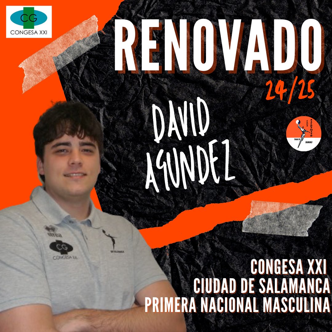 bmsalamanca's tweet photo. 🔃🧡 | Nos alegra anunciar la RENOVACIÓN de nuestro DAVID AGUNDEZ para esta temporada 24/25

A darle !!💪🏼 @CONGESA_XXI #ADNSalmantino https://t.co/Diawf8nih9
