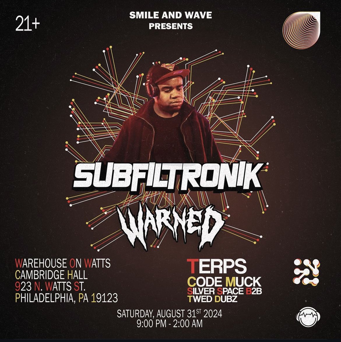 Smileandwaveproductions (@smileandwavepa) on Twitter photo 〰️Artist Spotlight〰️
We are proud to be hosting Philly’s own Sean Harris, also known as Code Muck, on our upcoming lineup! Sean has been making waves you don’t want to miss!
Come see <a href="/CODEMUCK/">CODE MUCK</a> in the Cambridge Hall with <a href="/SUBZMUSIK/">SUBFILTRONIK</a> on Saturday, August 31st at <a href="/wowphilly/">Warehouse on Watts</a>‼️ 〰️Artist Spotlight〰️
We are proud to be hosting Philly’s own Sean Harris, also known as Code Muck, on our upcoming lineup! Sean has been making waves you don’t want to miss!
Come see <a href="/CODEMUCK/">CODE MUCK</a> in the Cambridge Hall with <a href="/SUBZMUSIK/">SUBFILTRONIK</a> on Saturday, August 31st at <a href="/wowphilly/">Warehouse on Watts</a>‼️