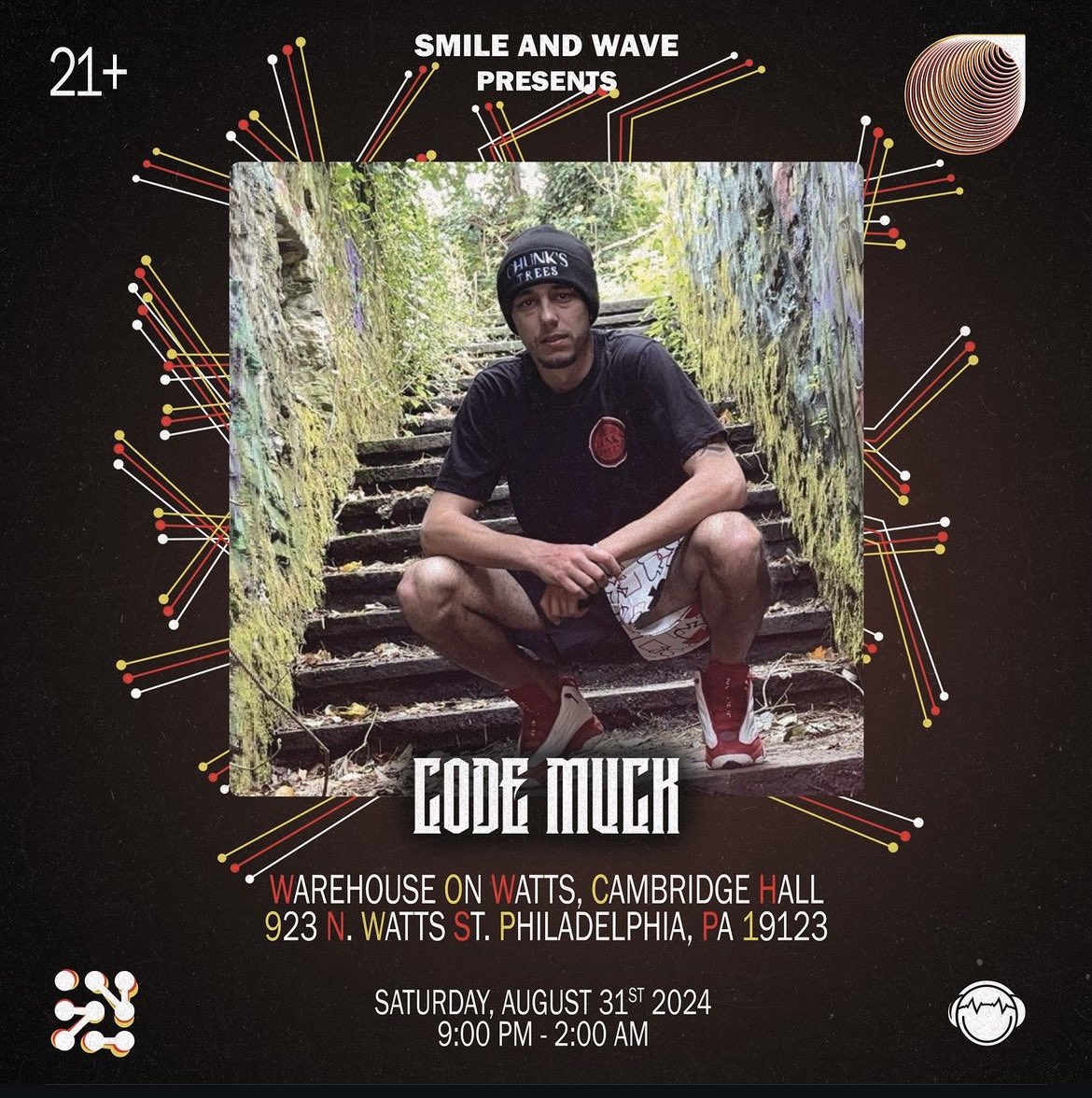 smileandwavepa's tweet photo. 〰️Artist Spotlight〰️

We are proud to be hosting Philly’s own Sean Harris, also known as Code Muck, on our upcoming lineup! Sean has been making waves you don’t want to miss!

Come see @CODEMUCK in the Cambridge Hall with @SUBZMUSIK on Saturday, August 31st at @wowphilly‼️ https://t.co/OK4KgBNUaT