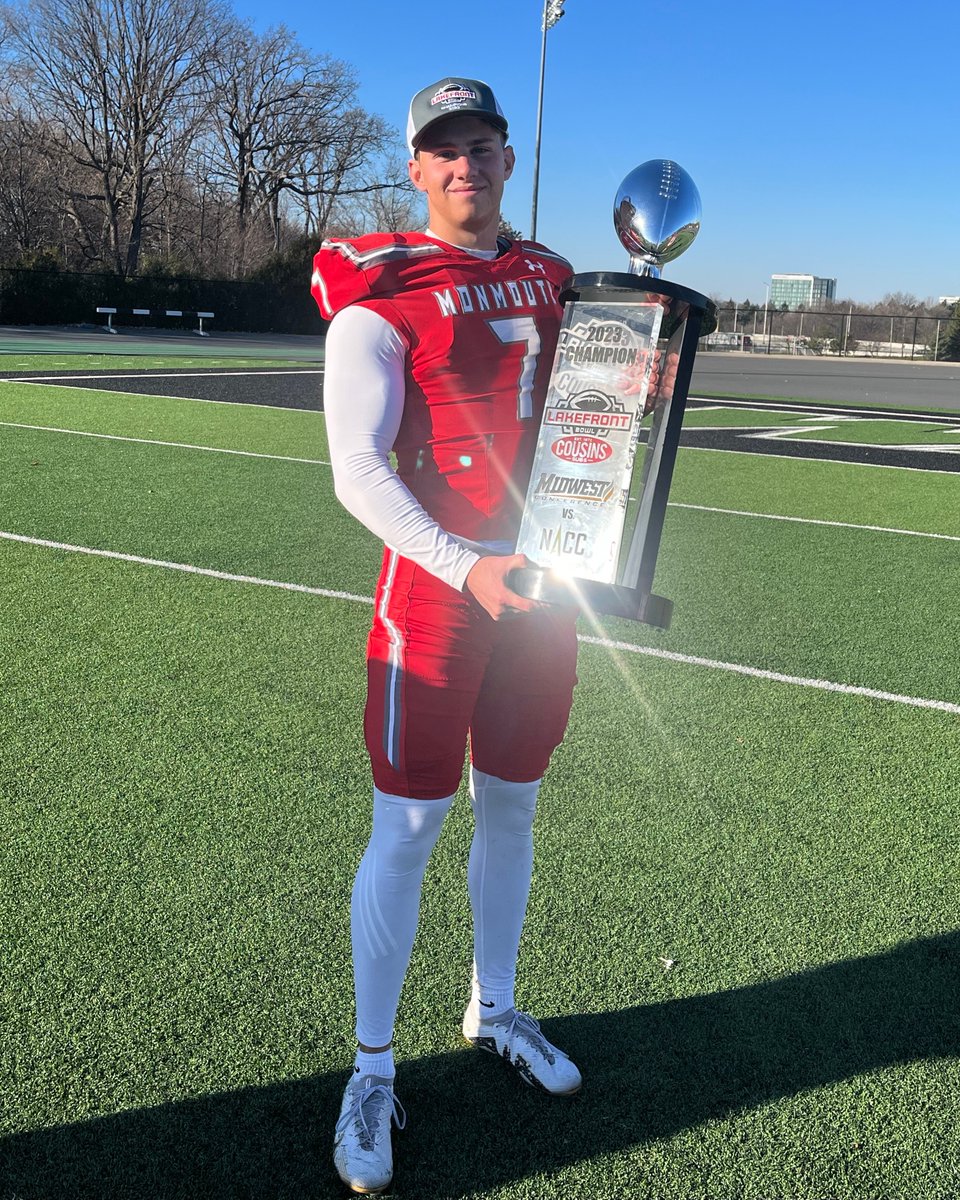 Going for gold 🏆 This is Cody, a former recipients of the Mike Evans Family Foundation Scholarship, holding the trophy his college football team won this past year! The scholarship he received allowed him to play college football and continue getting his education.