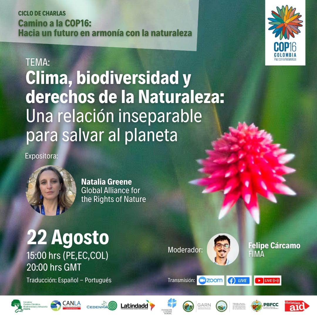 Hoy‼️
No te pierdas la charla "Clima, biodiversidad y derechos de la Naturaleza: una relación inseparable para salvar el planeta"

🗓️ Jueves 22 de agosto    
⏰ 20 GMT
 🔗bit.ly/3X4iYt2   
🔴 Transmisión en YouTube: youtube.com/live/kNUdZ7e0D…