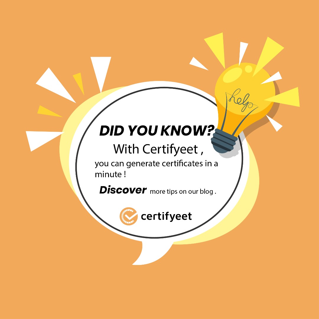 certifyeet_atb's tweet photo. Did you know? You can generate certificates in a minute with Certifyeet.๐ค๐ค๐ค
Stay with us for more Info๐ฏ๐ฏ
#certifyeet #quicktipthursday #efficiencyhacks #digitalcertificate #edtech https://t.co/AlT2uejXs5