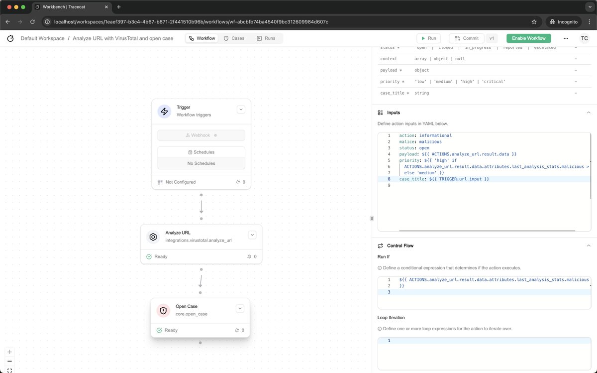 Tracecat (@tracecatai) on Twitter photo Tracecat v0.7.2 just dropped. And we hear you. 🫡
Brand new docs with a dedicated self-hosting section and quickstart (classic VirusTotal enrichment playbook).
Check it out: docs.tracecat.com
Install it today: docs.tracecat.com/self-hosting/i…
Quickstart: youtu.be/q-2vwDNj2TE Tracecat v0.7.2 just dropped. And we hear you. 🫡
Brand new docs with a dedicated self-hosting section and quickstart (classic VirusTotal enrichment playbook).
Check it out: docs.tracecat.com
Install it today: docs.tracecat.com/self-hosting/i…
Quickstart: youtu.be/q-2vwDNj2TE
