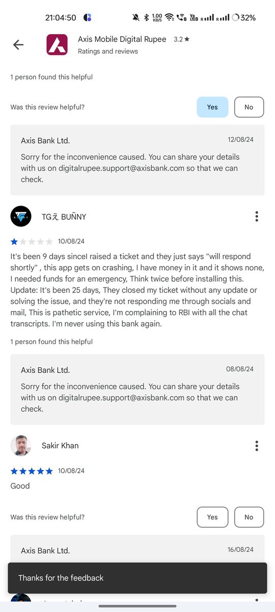 bharathdotsui's tweet photo. Shame on @AxisBank for not rectifying the issue and fixing it. They even allow to load the money in the app, but u cannot redeem it. https://t.co/222WWG7wqG
