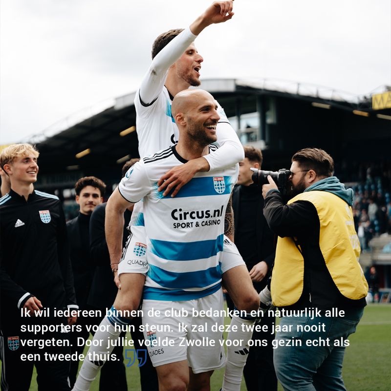 PECZwolle's tweet photo. “Een magische connectie vanaf de eerste dag. Deze twee jaar zal ik nooit vergeten.” 💙

#peczwolle