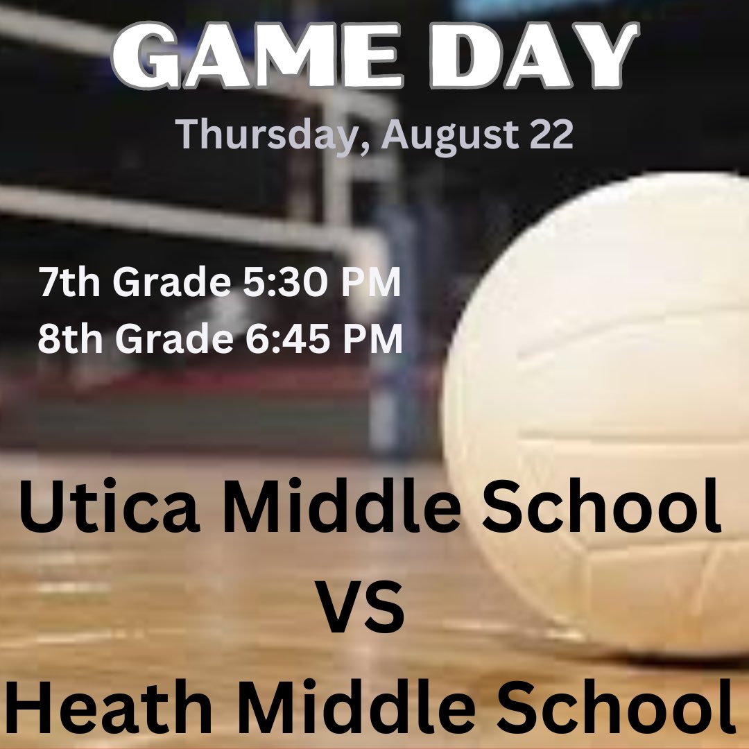 Middle School teams travel to Heath tonight. Go U! 🏐