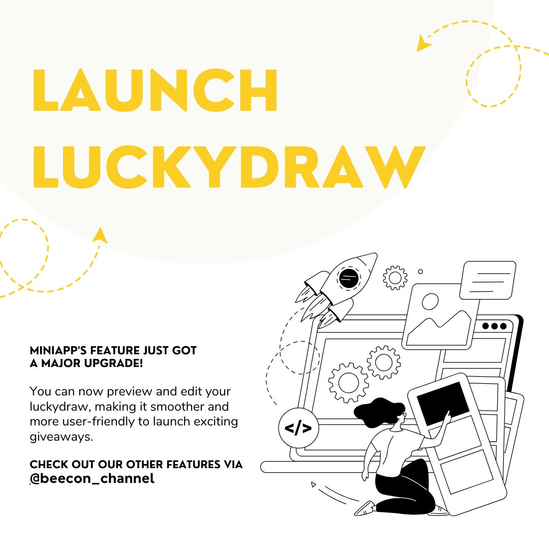 🎉 Our Beecon miniapp's feature just got a major upgrade!

🎁 You can now preview and edit your luckydraws, making it smoother and more user-friendly to launch exciting giveaways.

Try it out and make your events even more fun!

#Beecon #FeatureUpdate #Luckydraw #Giveaways