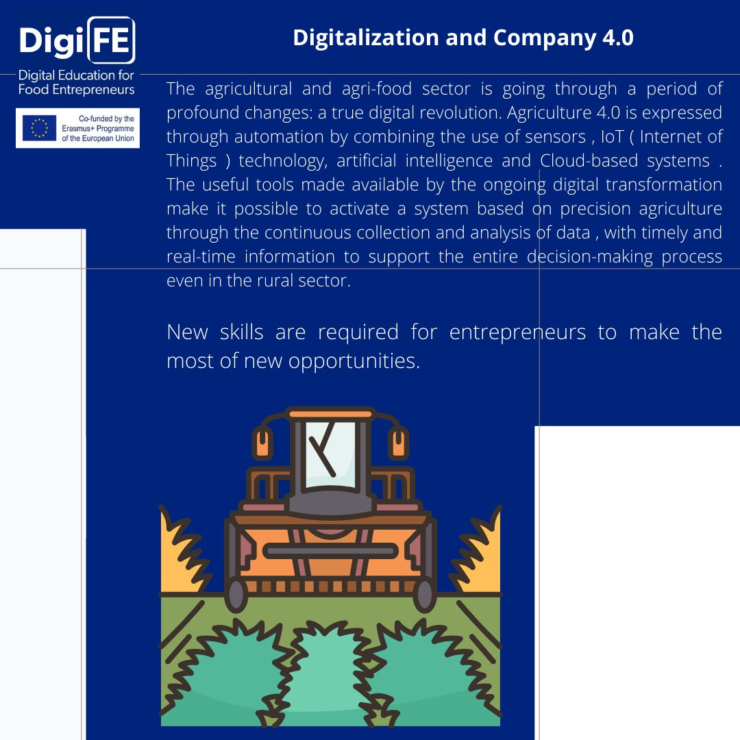 New Skills are required for entrepreneurs to make the most of new opportunities. 

What other skills do you think are required for entrepreneurs? #digiFE #Erasmus