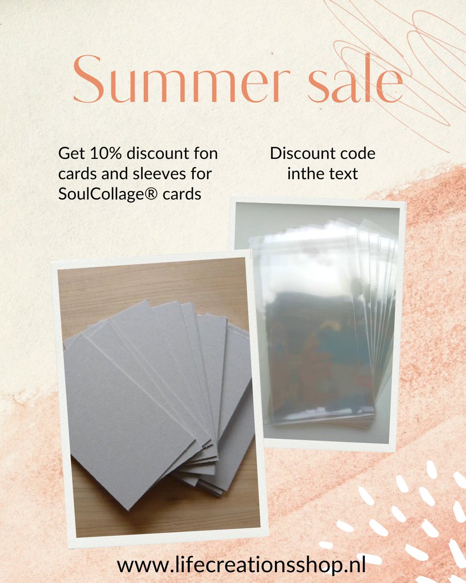 lucyschaaphok's tweet photo. Summer sale in the webshop. 10% discount on sleeves and cards when ordering these items for more than 25 euro's, the discount is untill August 28th.
Use the discount code "summersale" to get the discount. I ship to countries in Europe.
#soulcollage https://t.co/SA9WrJ7uYy