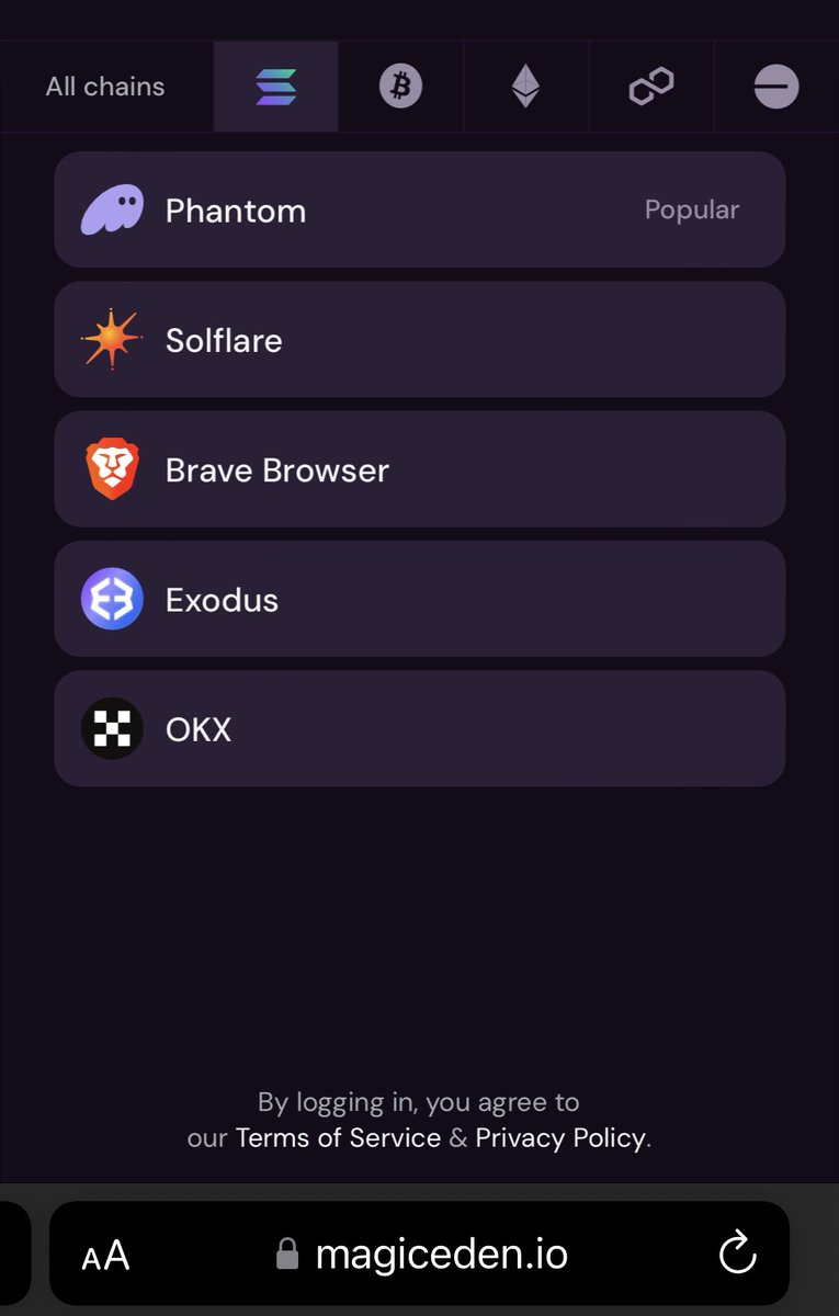 TitouCalligraph's tweet photo. @MagicEden @dogwifcoin @michionsolana no option to select magic eden wallet when i access the mint site on mobile 😂 https://t.co/2ckd2W0ptK