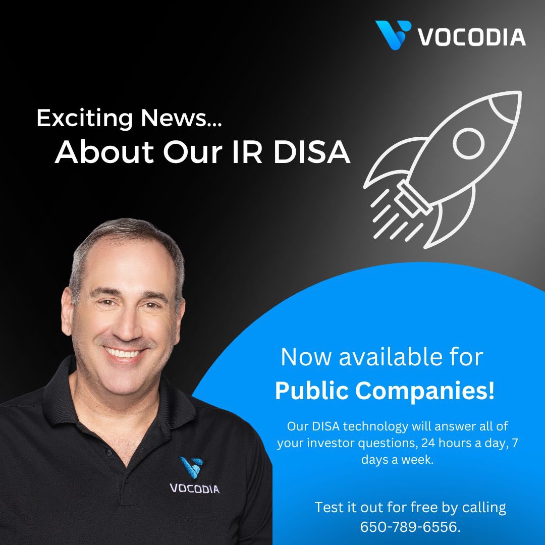 TheVocodia's tweet photo. Exciting News from Vocodia: Our IR DISA is now available for public companies. This 24/7 AI-powered phone service elevates investor relations by ensuring every call is answered at any time, with human-like interaction in 55 languages. Link in bio. $VHAI
.
#IRDISA #DISA #Vocodia https://t.co/DHSI4hG8Uj