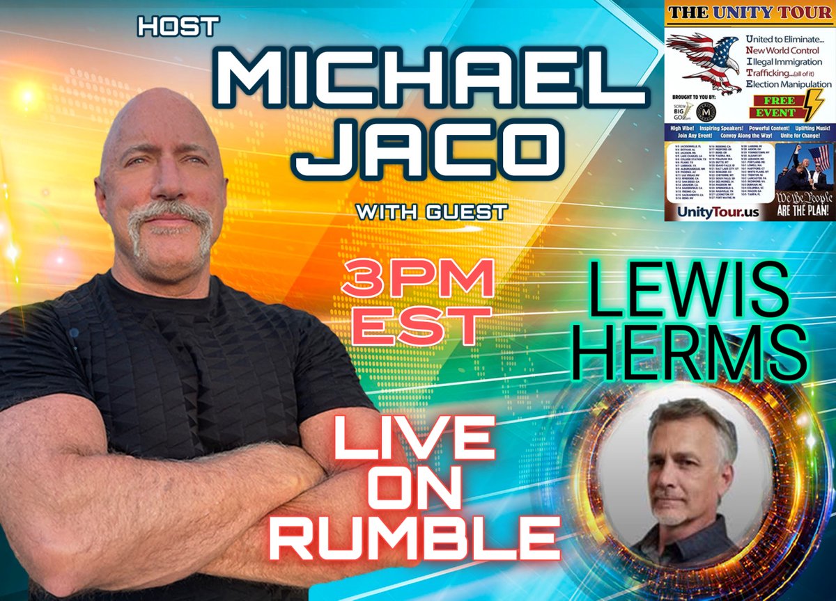 MichaelJaco10's tweet photo. 🎥Catch Michael Jaco as he goes live with Lewis Herms from Big Screw Gov today at 3 PM ET! 🎥

They’re unveiling The Unity Tour—a powerful initiative united to tackle major issues 
https://t.co/DQRU0mI6c6

https://t.co/tfF74Oz0Tx https://t.co/nr0eZbSDfc