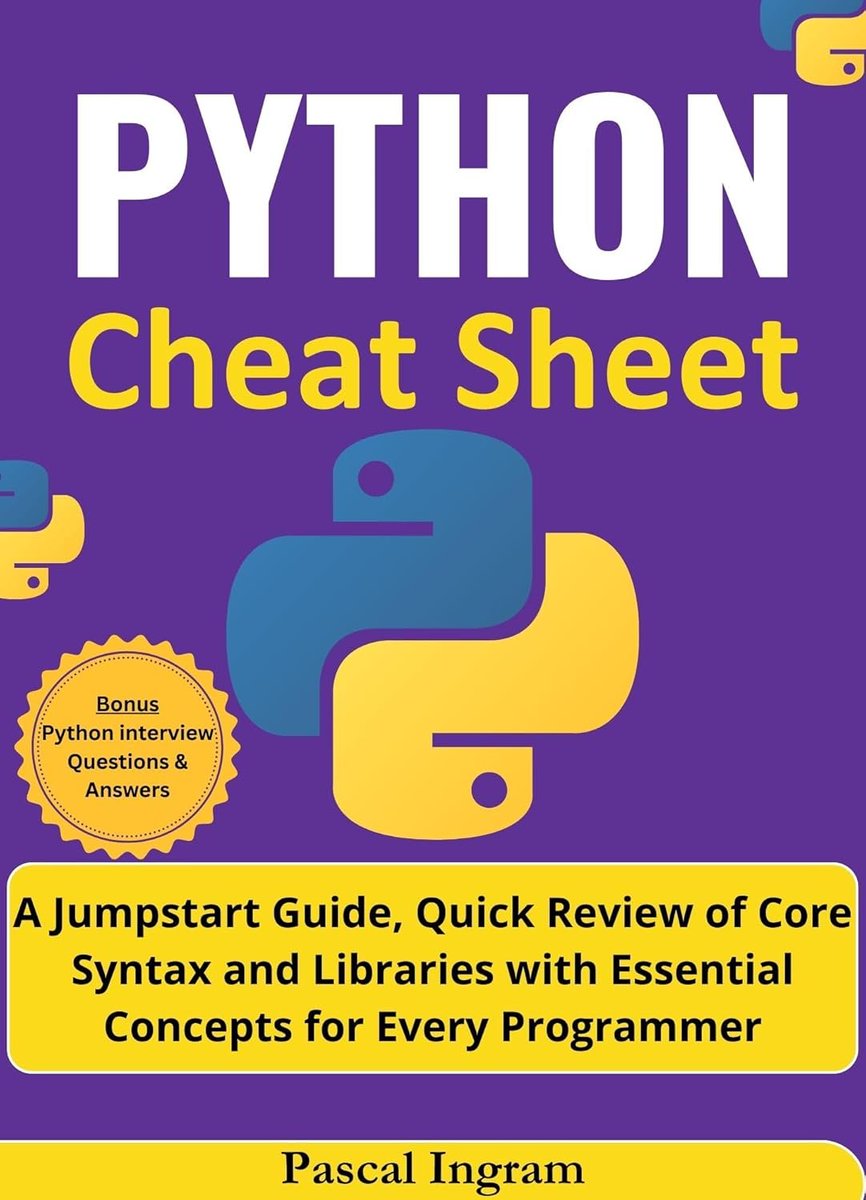 clcoding's tweet image. Python Cheat Sheet: A Practical Handbook for Writing Cleaner, Faster, and More Efficient Python Code
