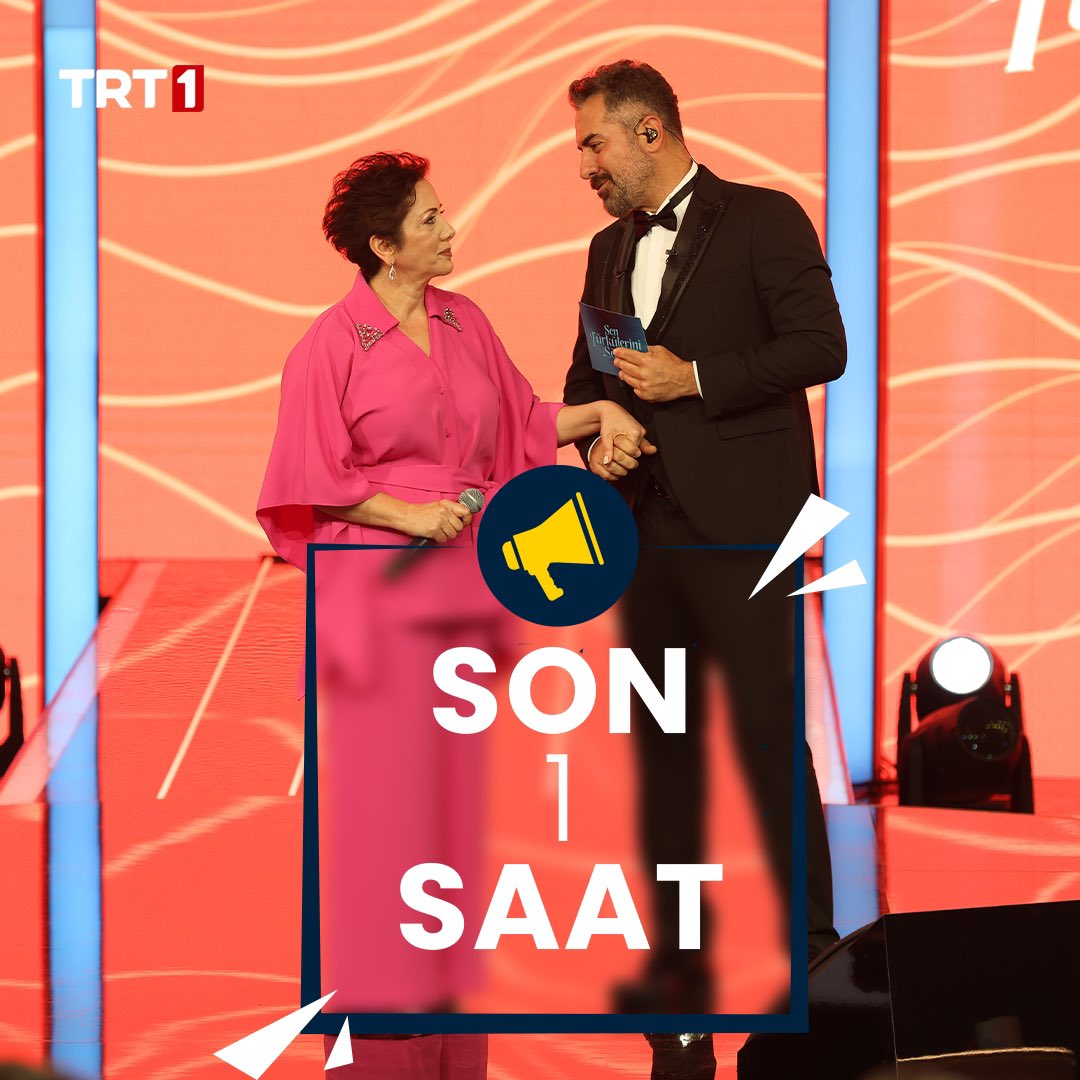 turkulersoyle's tweet photo. Son 1 saat! ⏳
Türkülerle dolu bu büyük finalde kimin kazanacağını hep birlikte göreceğiz #SenTürküleriniSöyle süper final saat tam 20.00’de @trt1 ekranlarında.🎶 https://t.co/zbn6iNIBuv