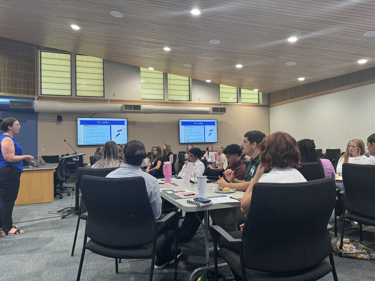 EsolVolusia's tweet photo. Thank you @VolusiaRecruits for inviting us to present at the Fall Intern Orientation, we love to collaborate and share best practices for our ELLS! #ESOLVCS #multilinguallearnersdepartment https://t.co/v7K9DSCcpk
