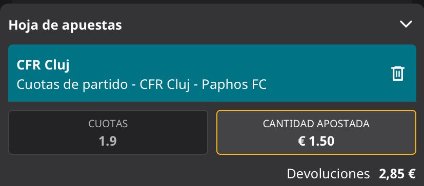 SpanishTipsterr's tweet photo. Vamos con la clasificatoria a la Conference
🇪🇺⚽️

CFR Cluj gana @ 1,9
Stake 1,5u 📈

#betting #bet #apuestas #ApuestasDeportivas #football #UEL https://t.co/QpA0QoVdhV