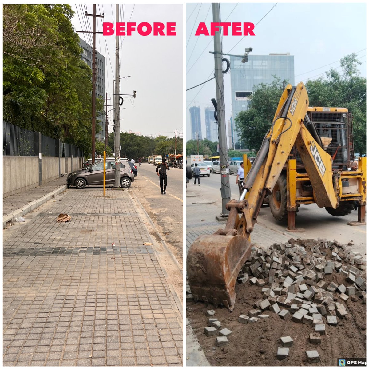vikranttongad's tweet photo. Impact of our #Depavement / Deconcretization Campaign
#Tiles were installed along the roadside at Advant Noida in violation of NGT orders and the 2018 guidelines. These tiles, now removed at our request. This improper tiling led to the death of trees, increased the floods. https://t.co/77Oeo9DXuZ