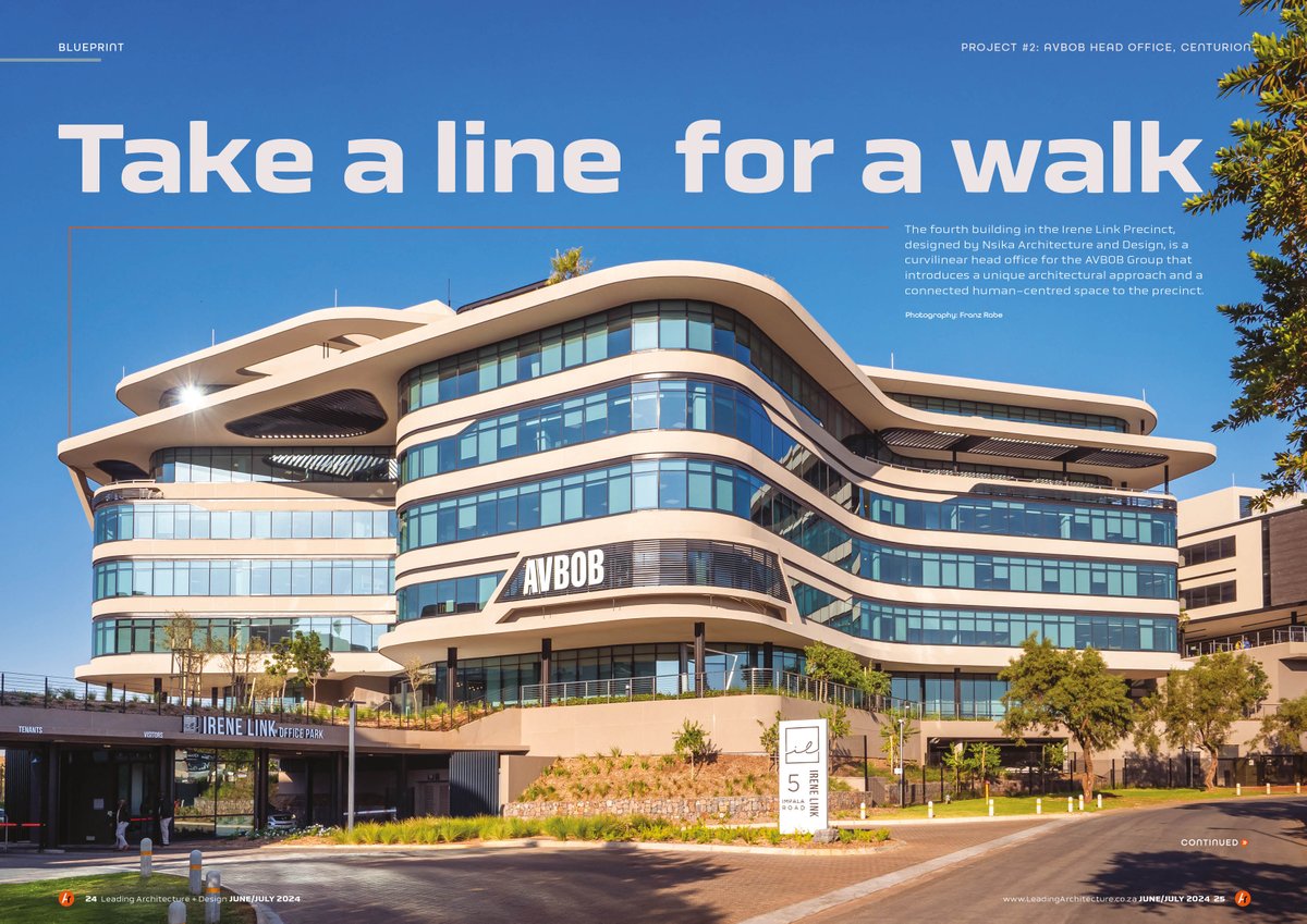 The fourth building in the Irene Link Precinct, designed by Nsika Architecture &amp; Design, is a curvilinear head office for the AVBOB Group that introduces a unique architectural approach and a connected human-centred space to the precinct: brnw.ch/21wM0fJ

📸: Franz Rabe
