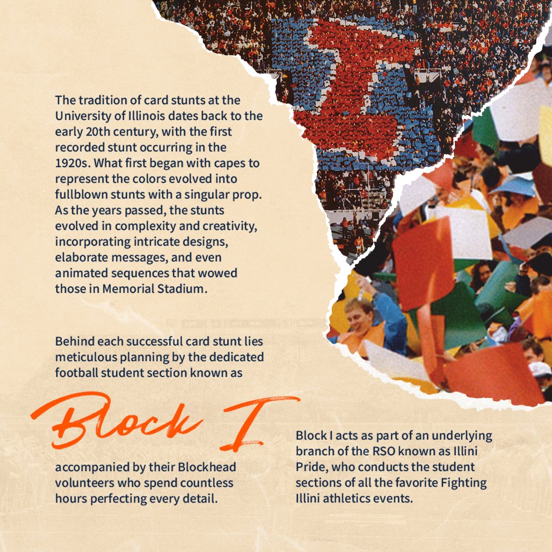 IllinoisBlockI's tweet photo. Extra, extra -- read all about it! 📰
We come to you with this special edition of the history of our card stunts.

🔸Whether you're an alumnus of our beloved University or a newcomer in the freshman class, we want to continue to share the tradition with you!🔹

#FamILLY | #BlockI https://t.co/cCZqRA9QmA