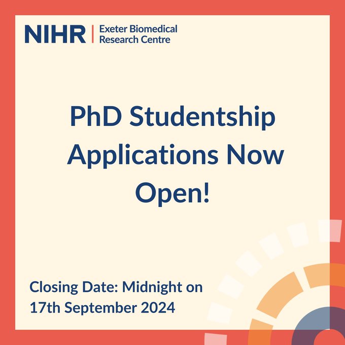 Siobhan Creanor (@siobhancreanor) on Twitter photo Interested in learning about estimands? And trials of complex interventions?
See our exciting new PhD opportunity <a href="/ExeterCTU/">Exeter Clinical Trials Unit</a> funded by <a href="/ExeterBRC/">NIHR Exeter Biomedical Research Centre (BRC)</a>.
Info at exeter.ac.uk/study/funding/… Interested in learning about estimands? And trials of complex interventions?
See our exciting new PhD opportunity <a href="/ExeterCTU/">Exeter Clinical Trials Unit</a> funded by <a href="/ExeterBRC/">NIHR Exeter Biomedical Research Centre (BRC)</a>.
Info at exeter.ac.uk/study/funding/…