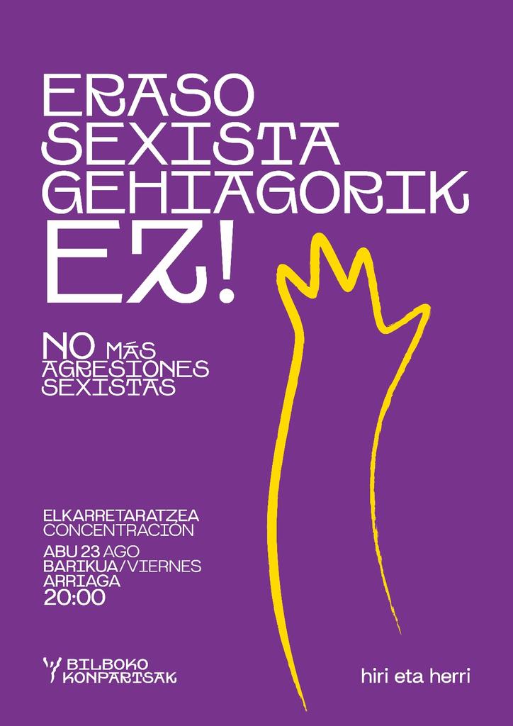 Eraso sexista gehiagorik ez!
Elkarretaratzea bihar, ostirala, 20:00etan, Arriagan.

#ErasorikEzAN
#HirietaHerri 
#AsteNagusia24
#AN24