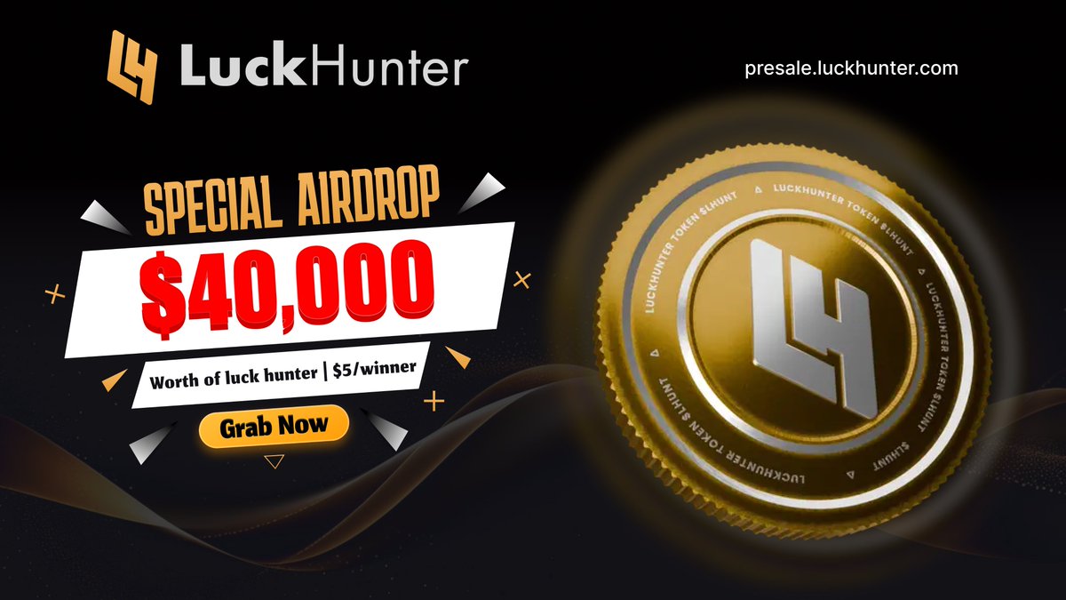 🔍 LuckHunter #Airdrop

🏆 Airdrop Pool: 80 million LHUNT (~$40,000)

🔴 Start the airdrop bot: t.me/LuckHunterAird…

🔘 Do the tasks on the bot &amp; submit your data.

🔘 Details: youtu.be/8WejJUyN1uo

#Airdrops #Bitcoin #LuckHunter #LHUNT #AirdropDetective