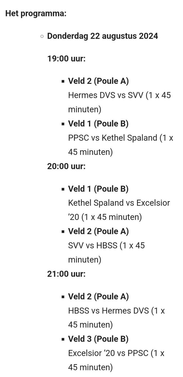 We gaan vanavond weer lekker starten met voetballen! Het Schiedams kampioenschap op het terrein van buurman Excelsior '20.