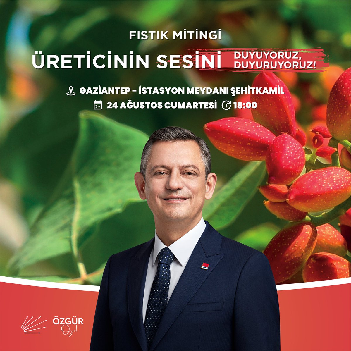 Fıstık üreticisinin içinde bulunduğu zor durumu dile getirmek ve seslerini tüm Türkiye’ye duyurmak için Gaziantep’te olacağız!

🗓️24 Ağustos Cumartesi
⏰18.00
📍İstasyon Meydanı Şehitkamil Gaziantep