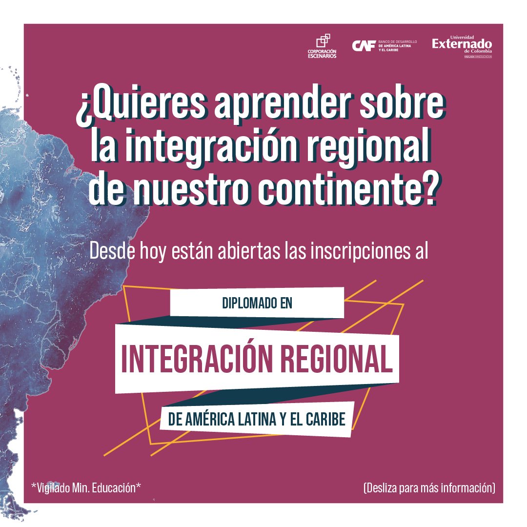 📢 ¡Inscripciones abiertas! 🌎 Aprende sobre la integración regional de América Latina y el Caribe en el Diplomado que ofreceremos junto con <a href="/CEscenarios/">Corporación Escenarios</a> y <a href="/FIGRIExternado/">Figriexternado</a>.

🎓 Curso especializado dirigido a estudiantes, profesionales y diplomáticos que buscan fortalecer y