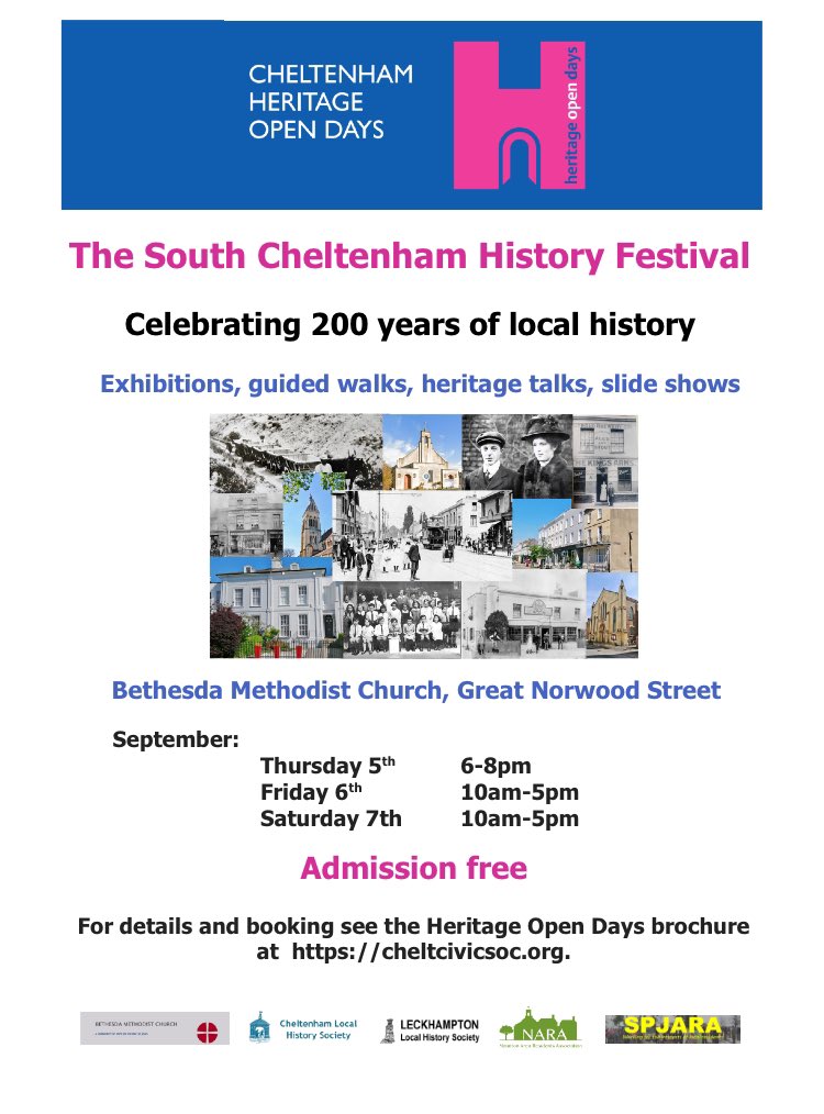 I’m excited to be part of the South Cheltenham History Festival,  5-7th Sept. FREE event!  Come and find out about the history of Leckhampton’s railway, Bath Road traders, the streets, churches &amp; schools of the area.  Pg 10 in this brochure:  cheltcivicsoc.org/wp-content/upl…