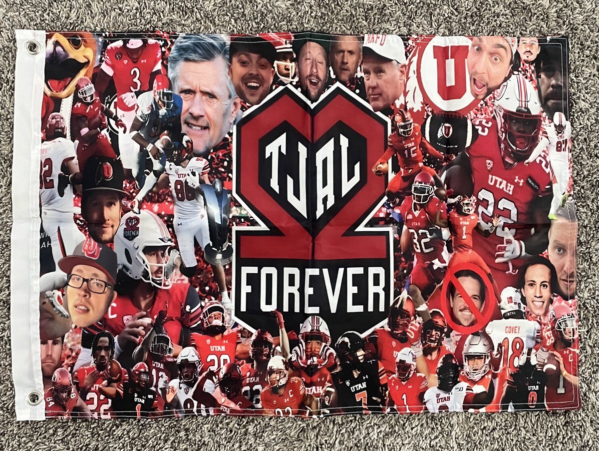 JoshReynolds24's tweet photo. Officially jumping on the flag bandwagon for @Utah_Football games this year…

Created this incredible thing with some of our season ticket crews favorite players &amp; memories! If you’re in the north end zone at Rice-Eccles, keep your eye out for it one week from today 👀 Go Utes! https://t.co/EgQWAmRTKb