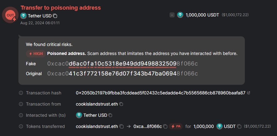 🚨 $1M Wiped in a Poisoning Attack just now! Don’t let it happen to you. Protect your assets with free Web3 Antivirus today! 🔒