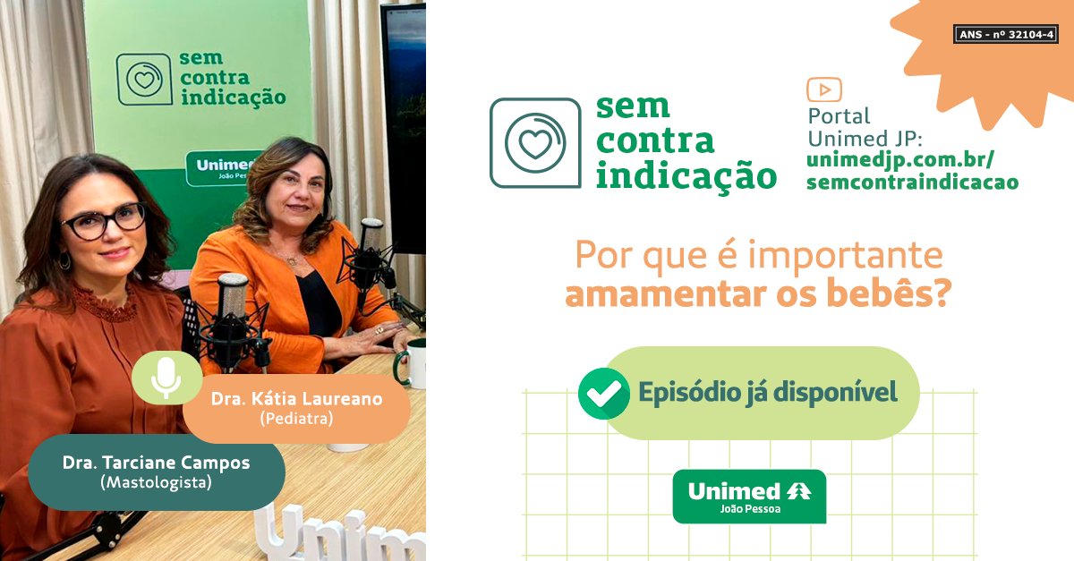 unimed_jp's tweet photo. Tem episódio especial no ar, de um ano do “Sem Contraindicação”! 🎧💚

As convidadas conversaram sobre os benefícios da amamentação, orientações e cuidados nesta etapa de desenvolvimento do bebê e como garantir a saúde das mamas.

📲 Confira na íntegra:
https://t.co/cYupnczb3o https://t.co/a1SshNqZ9L