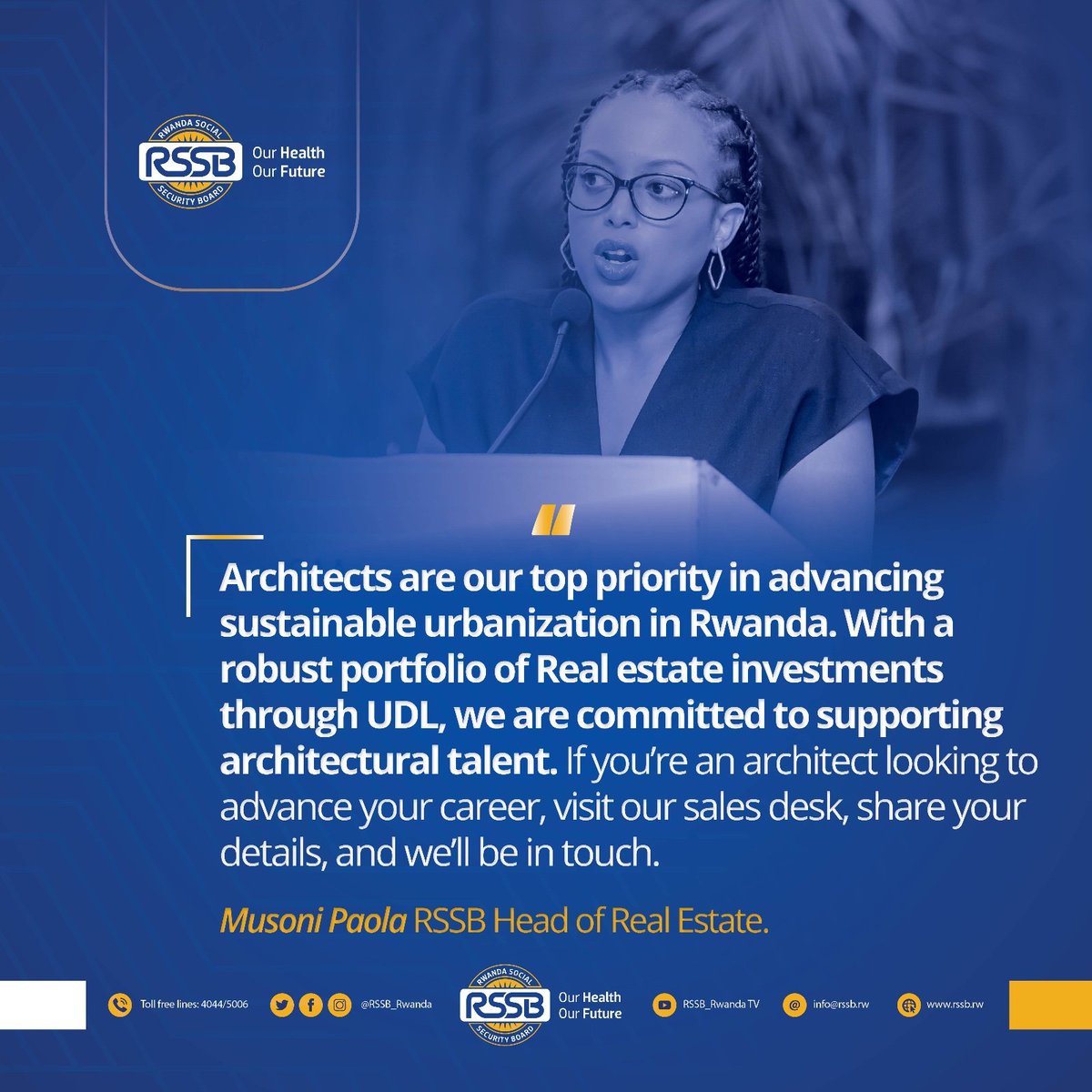 Rwanda Social Security Board (@rssb_rwanda) on Twitter photo <a href="/RSSB_Rwanda/">Rwanda Social Security Board</a> we are committed to supporting architectural talent. If you're an architect looking to advance your career,visit our sales desk. We will be in touch.
#CAASymposium2024 #Kigali #Rwanda <a href="/RSSB_Rwanda/">Rwanda Social Security Board</a> we are committed to supporting architectural talent. If you're an architect looking to advance your career,visit our sales desk. We will be in touch.
#CAASymposium2024 #Kigali #Rwanda