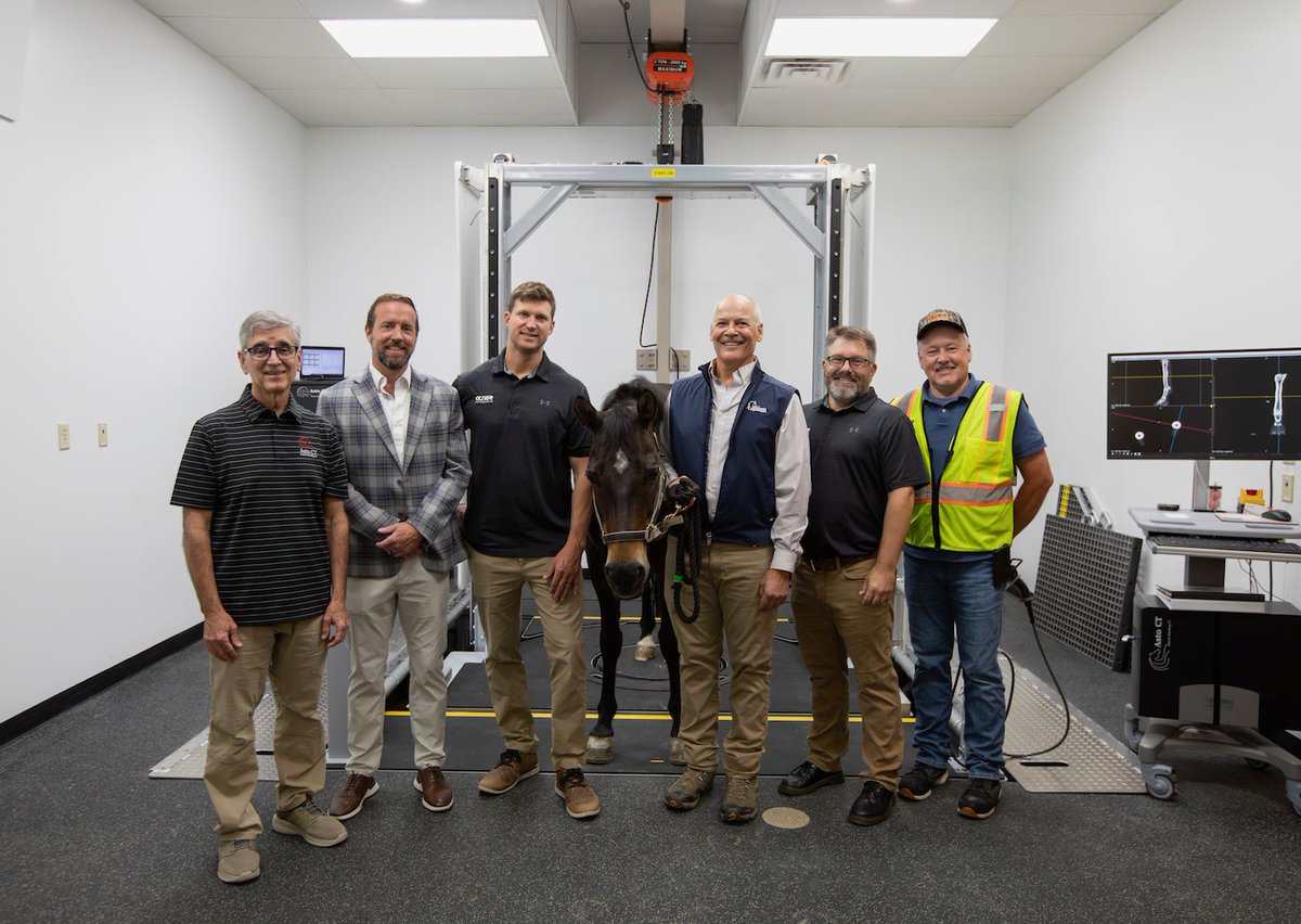 Equina_AstoCT's tweet photo. We attended the ribbon-cutting for the new Asto CT scanner at Wisconsin Equine Clinic! 🎉🐴 Big thanks to WECH &amp; Oliver Construction for bringing this project from groundbreaking in May to performing CT scans already. What a journey!🙌 #AstoCT #EquineImaging #VeterinaryInnovation https://t.co/KCaG0UHsnf