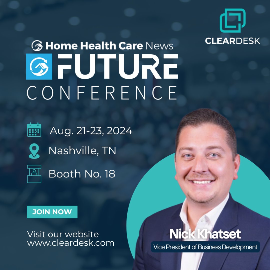 thecleardeskco's tweet image. Excited for Day 2 of the Future Conference 2024? We are too! 🚀🌟

Stop by our booth to learn how ClearDesk can elevate your patient care coordination through remote talent. See you at the conference! 🙌🏻

#FutureConference2024 #ClearDesk #RemoteTalent #Homecare #Nashville