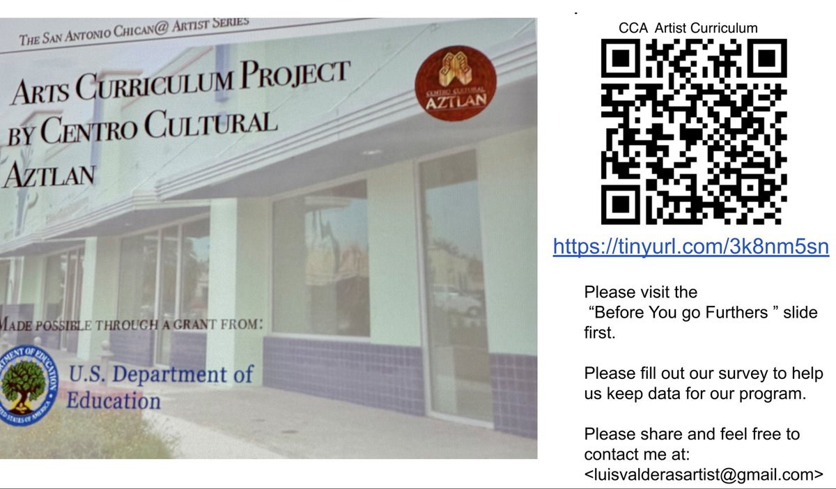 The San Antonio Chican@ Artist Series is available for art educators with “Ready to implement” art slideshows and lesson plans Pre-K through 12!!!
The primary source material in the artist interviews are being used in MAS classes… #arteducation  #MAS #Sanantonioartlessons