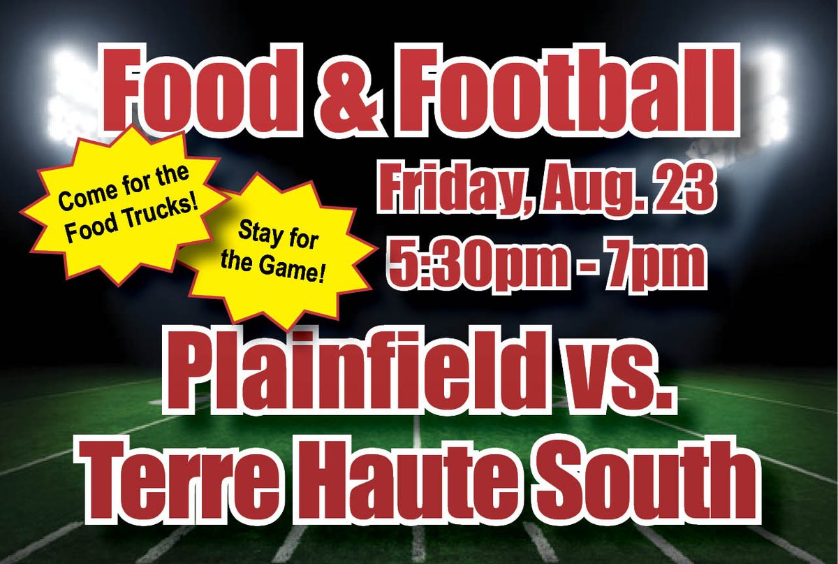 The Red Pride Booster Club is hosting an assortment of food trucks prior to Friday's home football game against Terre Haute South. A portion of the proceeds will benefit the club's mission of supporting Plainfield athletes and coaches. <a href="/QuakerSports/">Plainfield Athletics</a> <a href="/PCSCQuakers/">Plainfield Quakers</a>