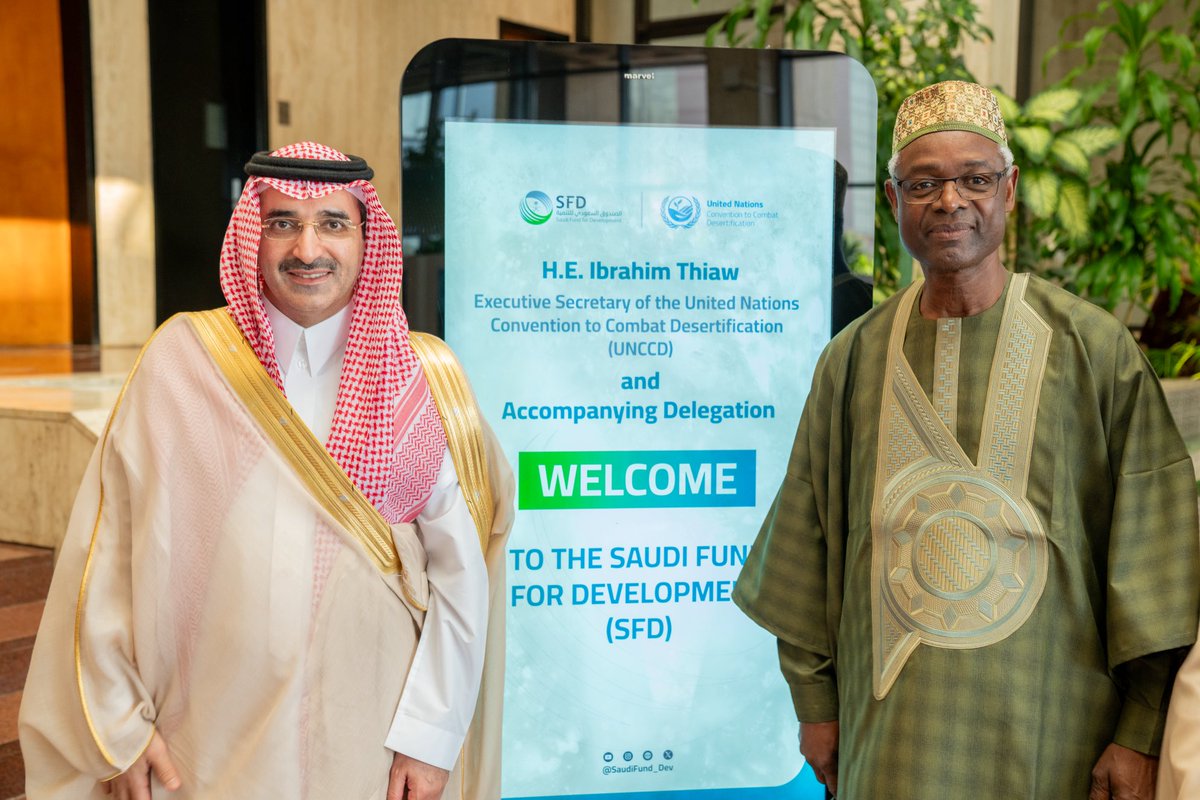 ibrahimthiaw's tweet photo. With it’s 50 years of experience in over 100 countries, the Saudi Fund for Development ⁦@SaudiFund_Dev⁩ intends to play a key role at @UNCCD ⁦@Cop16Riyadh⁩. 

Thank you Sultan Al-Marshad ⁦@SaudiFund_CEO⁩ for the enlightening meeting

#UNited4Land https://t.co/IyQYl4kge8