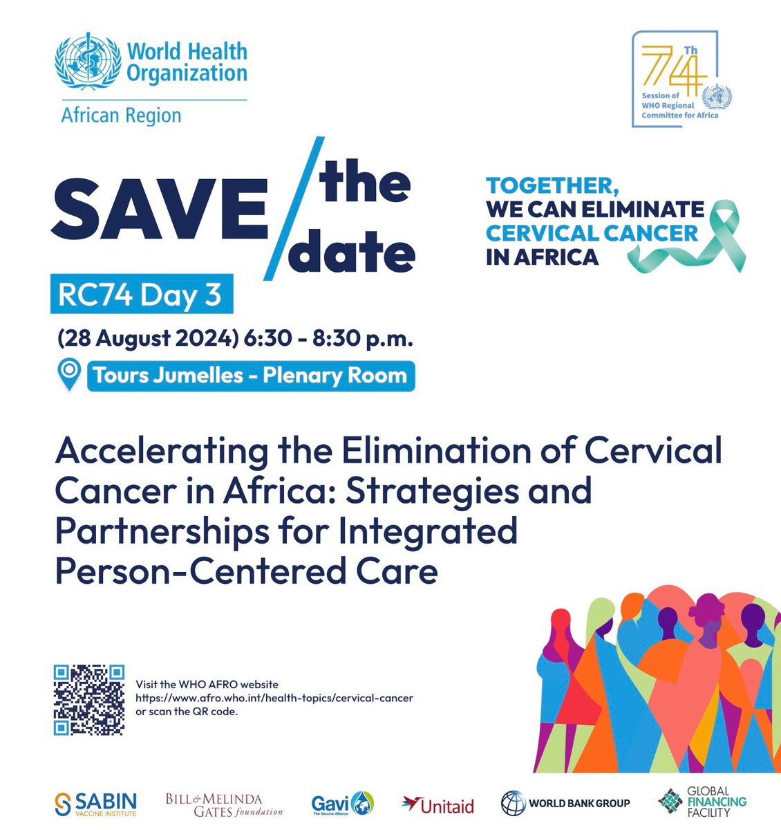 Did you know Africa has 23% of the global #CervicalCancer mortality?

I invite you to join our #RC74 side event to discuss strategies for cervical cancer elimination, focusing on HPV vaccination, HPV-based screening &amp; comprehensive treatment. 
Together, we can make a difference!