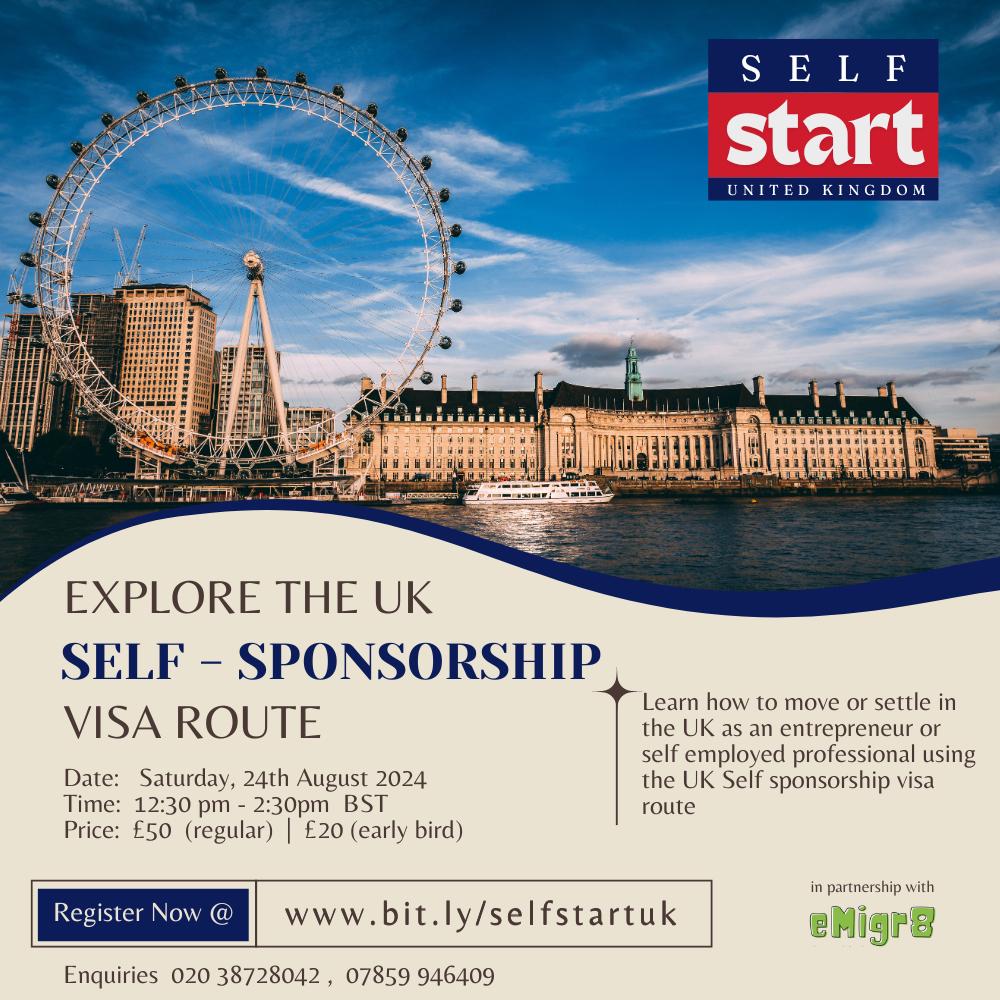 BincomDevcenter's tweet photo. Learn how to move or settle in the UK as an entrepreneur or self employed professional using the UK Self sponsorship visa route.
Explore the UK Self-sponsorship Visa Route with Self Start UK
https://t.co/s4coWqtU4w
#GlobalTalentVisa #TechNationVisa #UKTech #CareerGrowth https://t.co/ORdwk2X5Qu